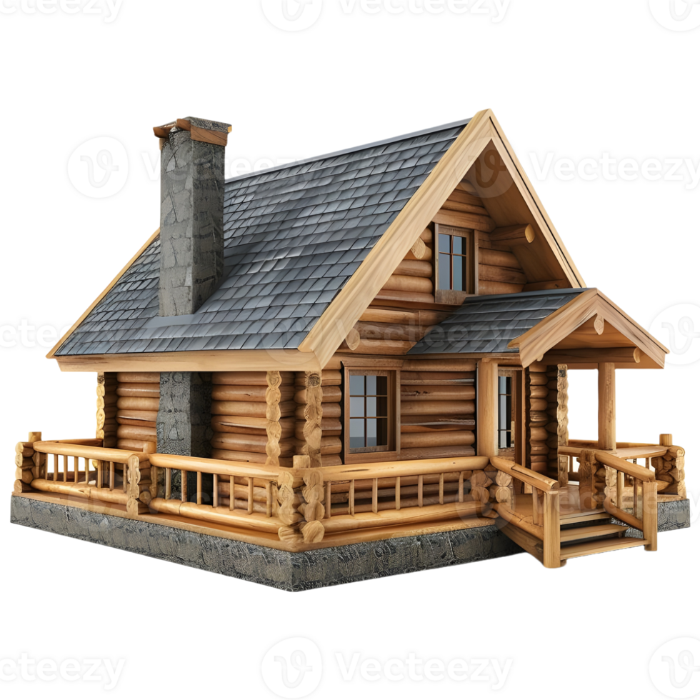 AI generated 3D Rendering of a Wooden House on Transparent Background - Ai Generated png