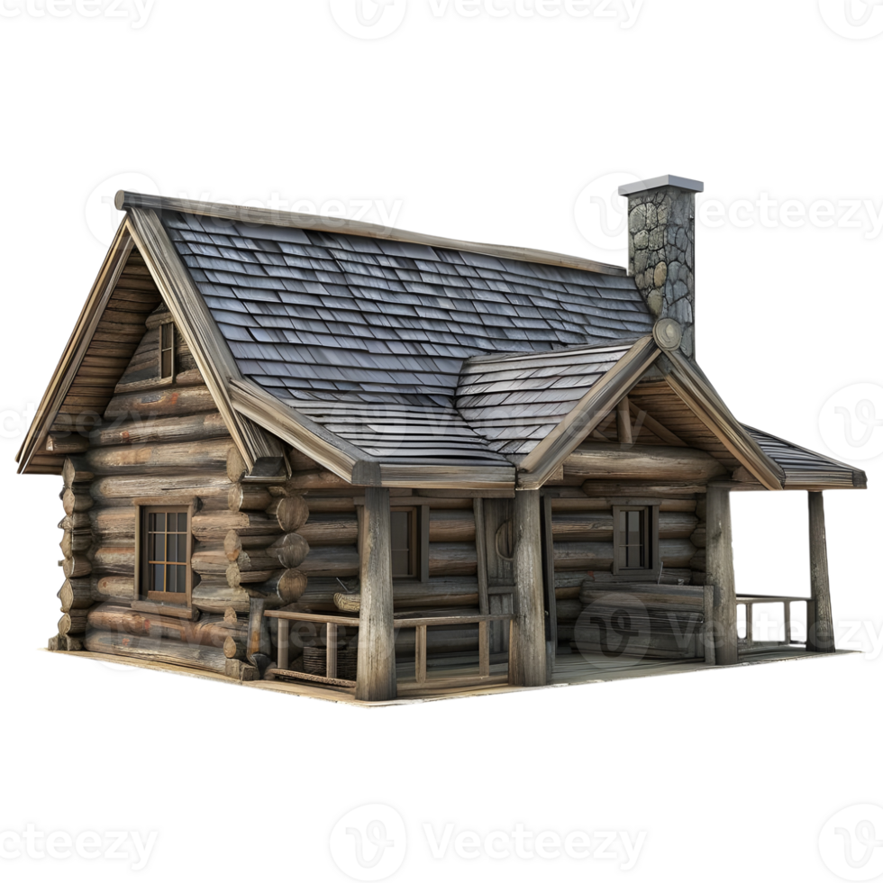 AI generated 3D Rendering of a Wooden House on Transparent Background - Ai Generated png