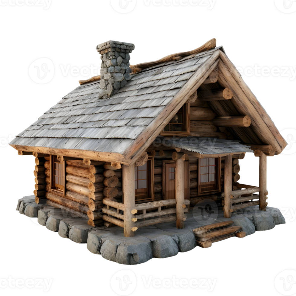 AI generated 3D Rendering of a Wooden House on Transparent Background - Ai Generated png