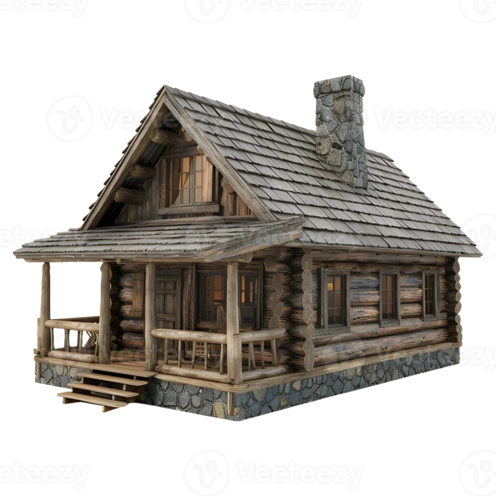 AI generated 3D Rendering of a Wooden House on Transparent Background - Ai Generated png