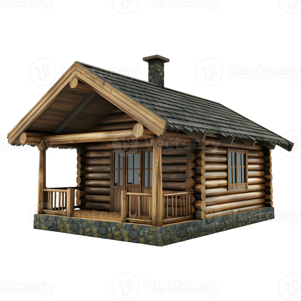 AI generated 3D Rendering of a Wooden House on Transparent Background - Ai Generated png