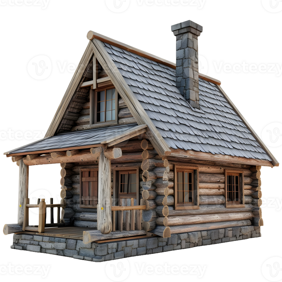 AI generated 3D Rendering of a Wooden House on Transparent Background - Ai Generated png