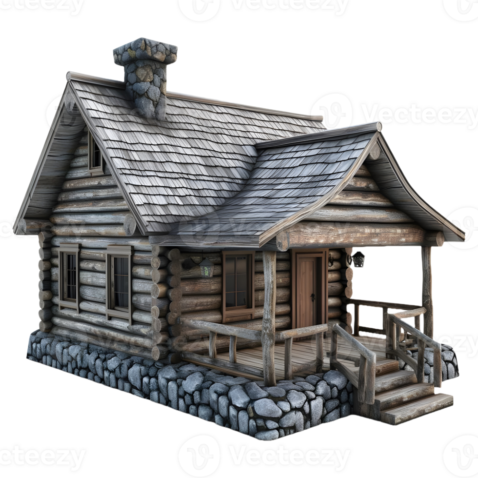 AI generated 3D Rendering of a Wooden House on Transparent Background - Ai Generated png