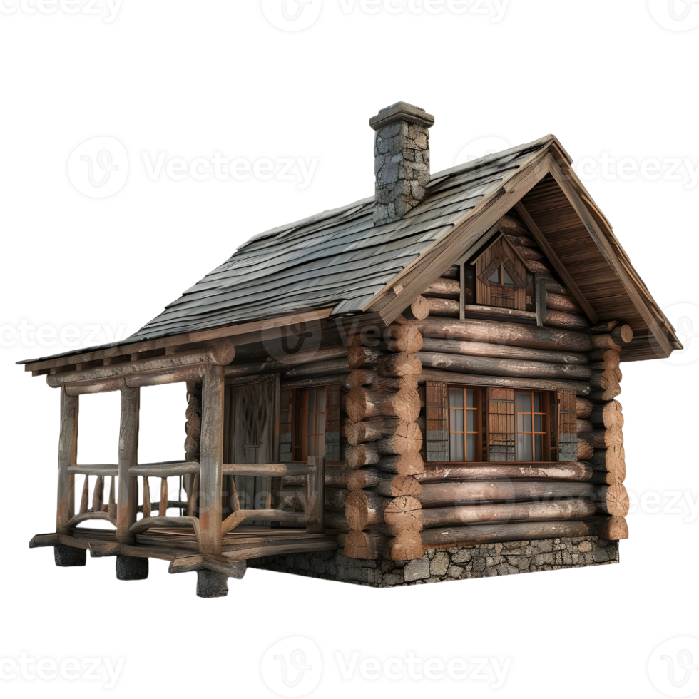 AI generated 3D Rendering of a Wooden House on Transparent Background - Ai Generated png