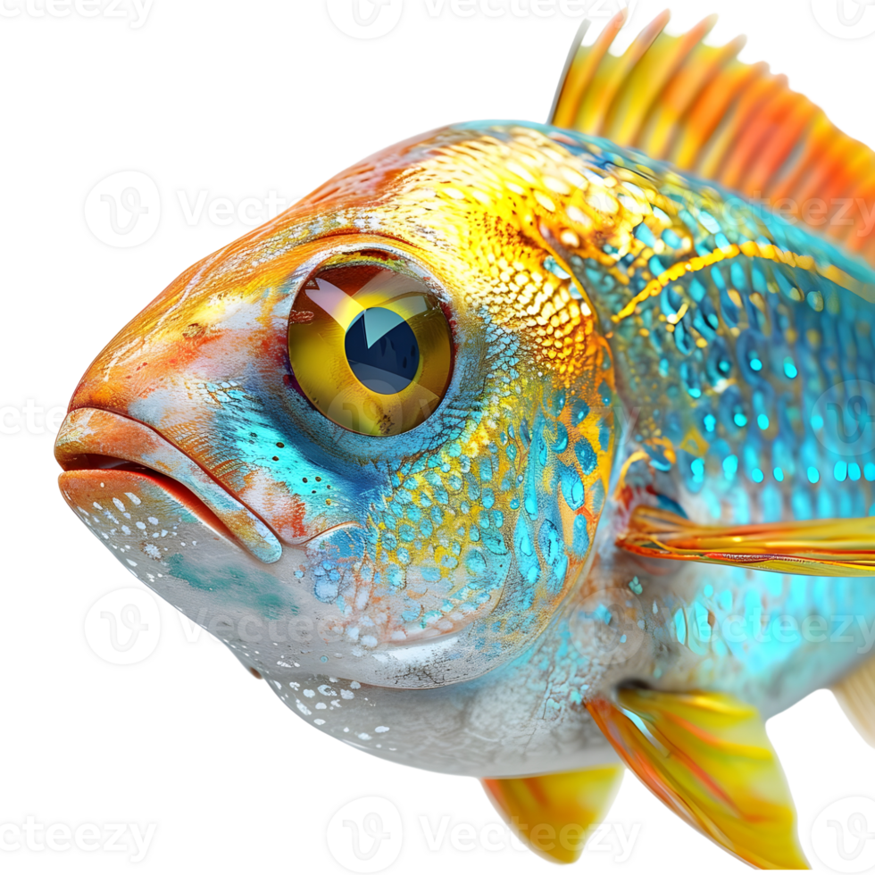AI generated 3D Rendering of a Beautiful Colorful Fish on Transparent Background - Ai Generated png
