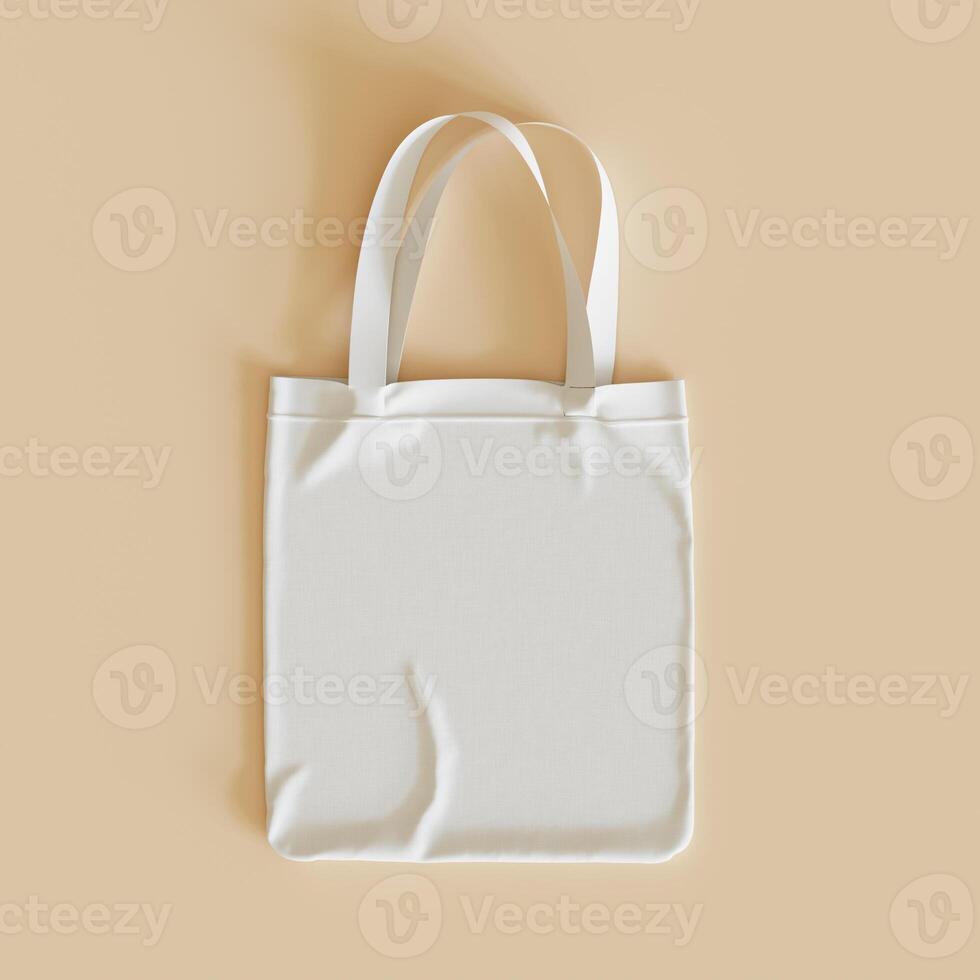 Textile tote bag for shopping mockup. 3D illustration photo