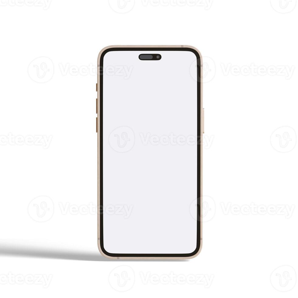 High quality realistic frame smartphone with blank white screen. Mockup phone for visual ui app demonstration. photo
