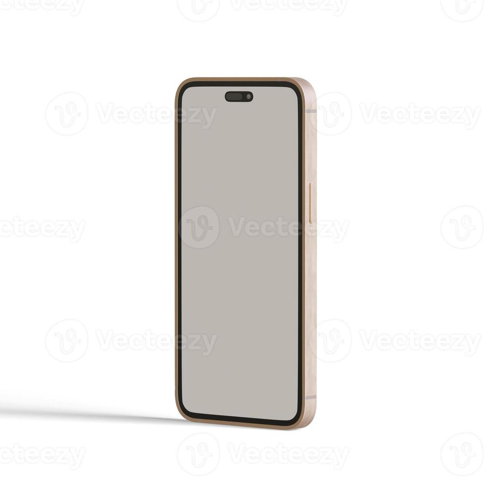 High quality realistic frame smartphone with blank white screen. Mockup phone for visual ui app demonstration. photo
