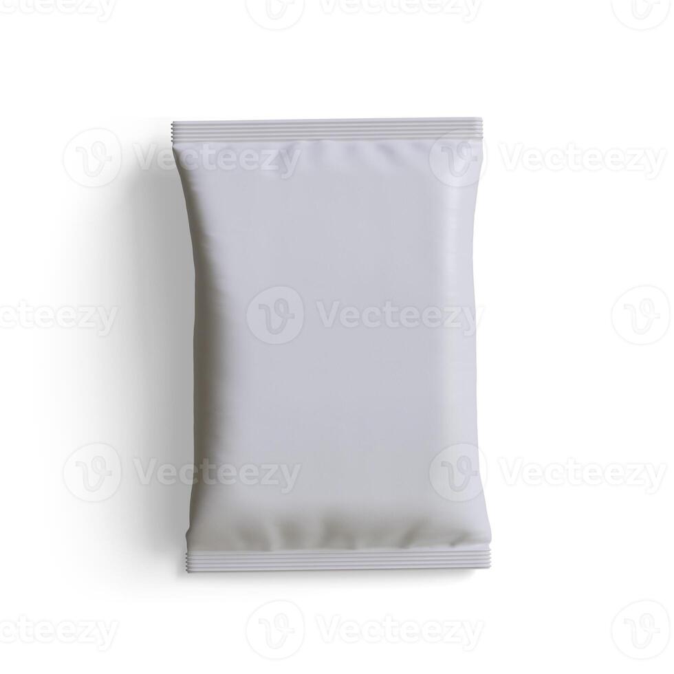 Pouch packaging white color, realistic 3D illustration photo