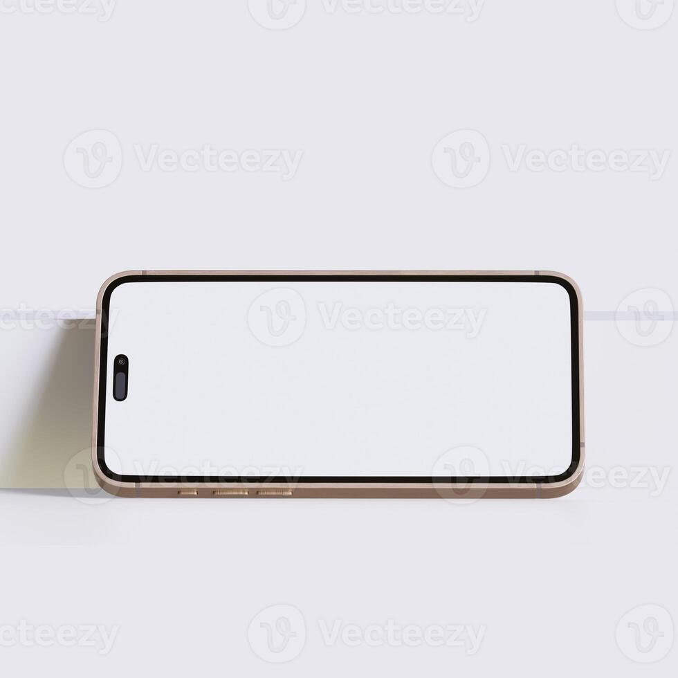 High quality realistic frame smartphone with blank white screen. Mockup phone for visual ui app demonstration. photo