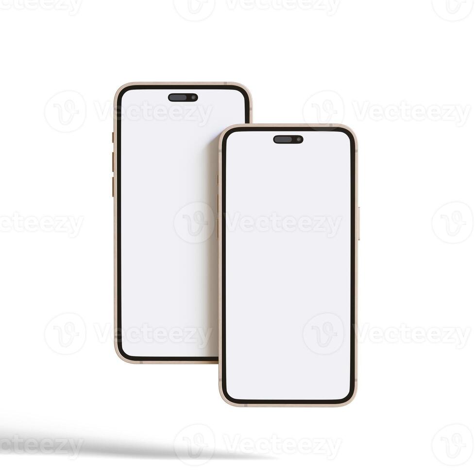 High quality realistic frame smartphone with blank white screen. Mockup phone for visual ui app demonstration. photo