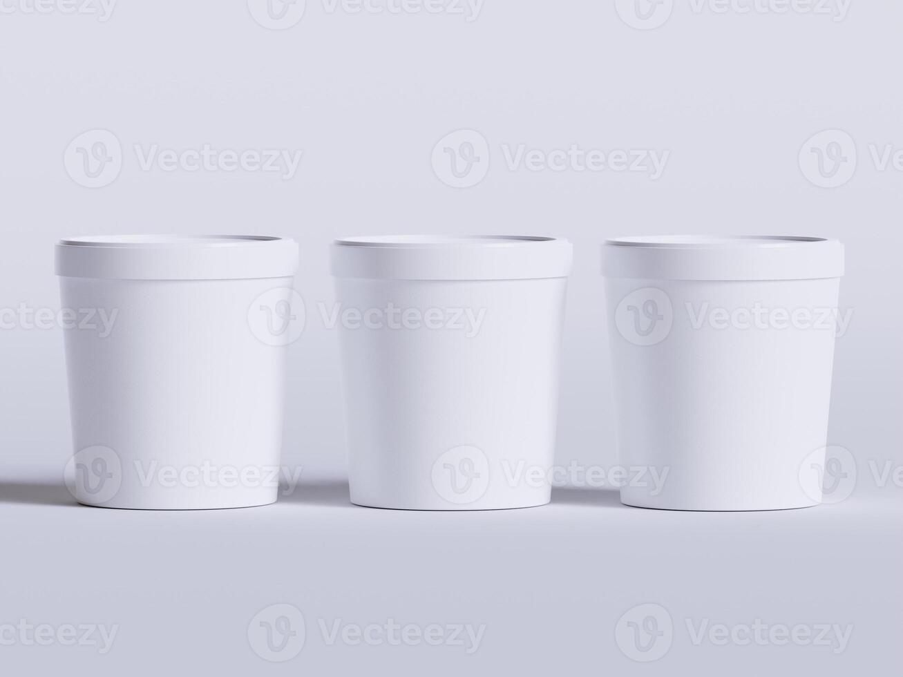 Round paper food packaging box, paper food container, 3d rendering, 3d illustration photo