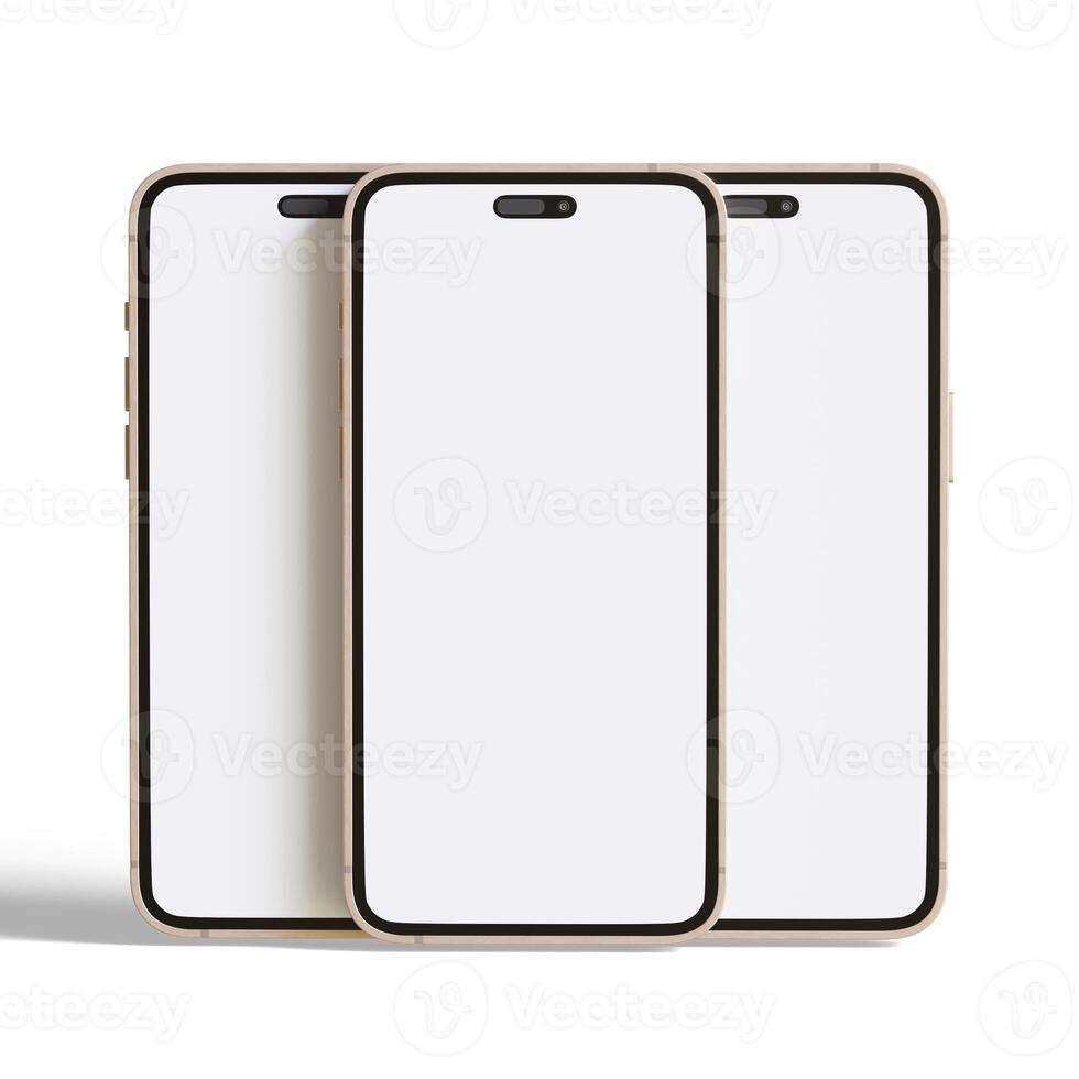 High quality realistic frame smartphone with blank white screen. Mockup phone for visual ui app demonstration. photo