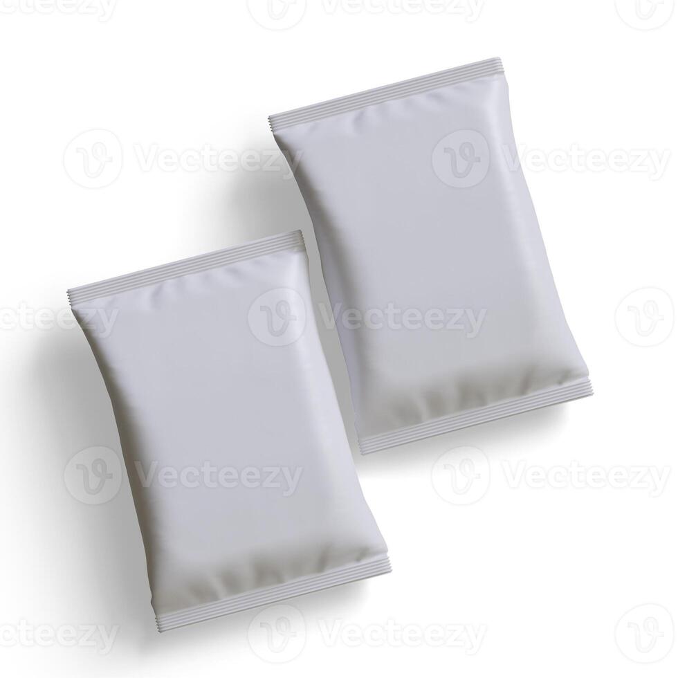 Pouch packaging white color, realistic 3D illustration photo