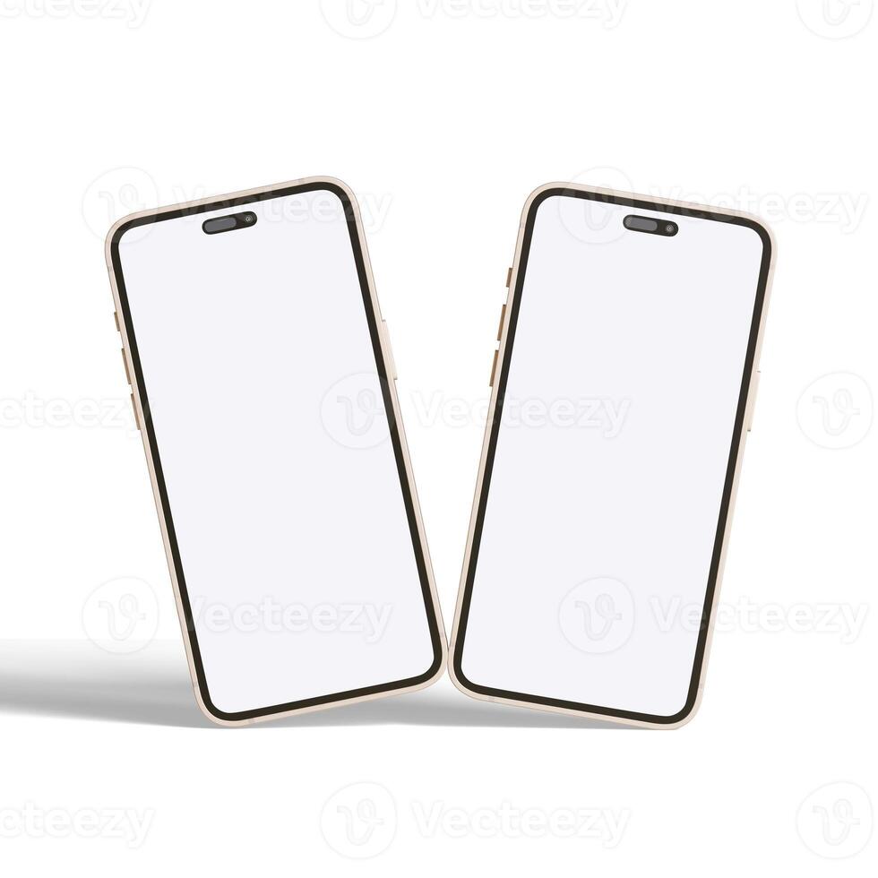 High quality realistic frame smartphone with blank white screen. Mockup phone for visual ui app demonstration. photo