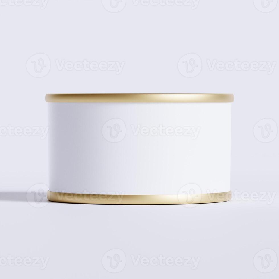 White blank tin can gold metal Tin Can with key, canned Food. Isolated with clipping path.  for mockup collection photo