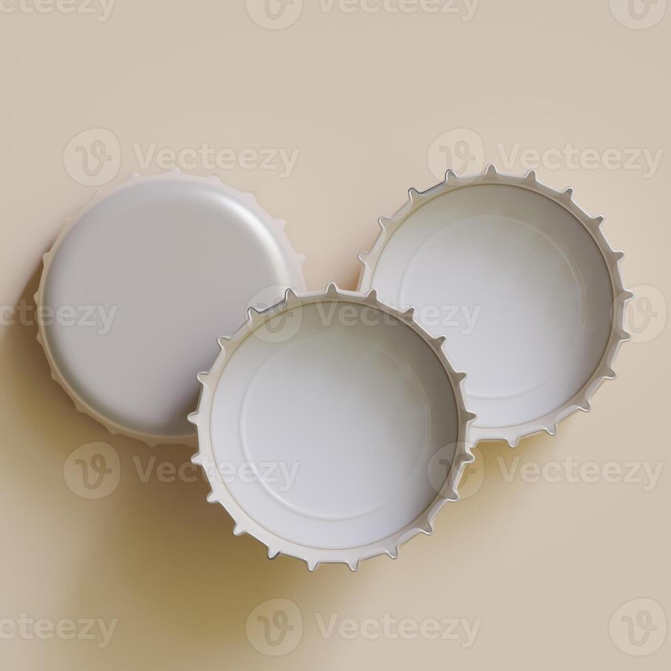 Close up of a bottle cap on white background 3D render photo