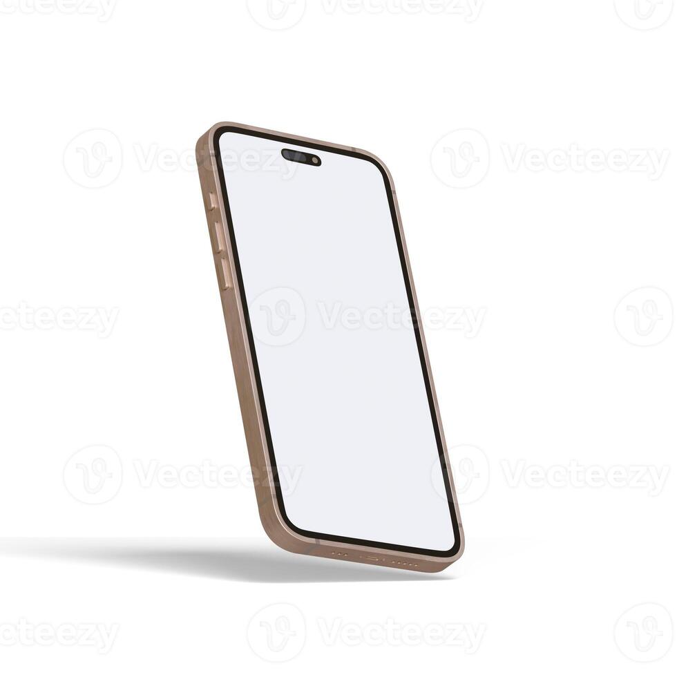 High quality realistic frame smartphone with blank white screen. Mockup phone for visual ui app demonstration. photo