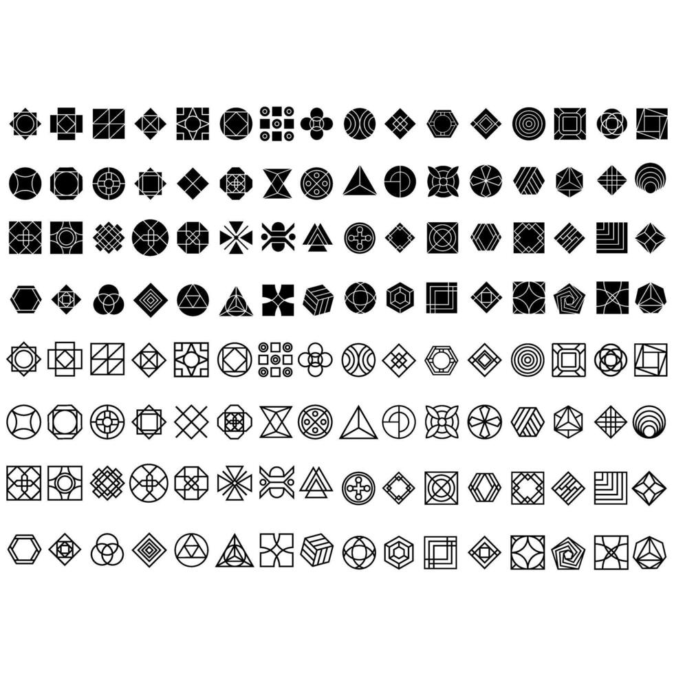 Geometric Pattern icon vector set. Geometric figure illustration sign collection. Coasters Stencil symbol or logo.