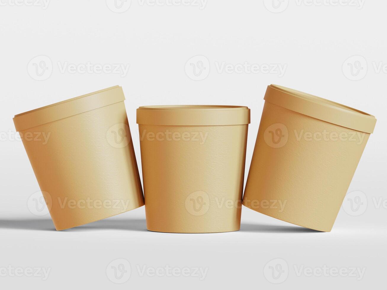 Round paper food packaging box, paper food container, 3d rendering, 3d illustration photo
