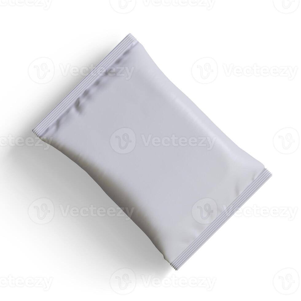 Pouch packaging white color, realistic 3D illustration photo