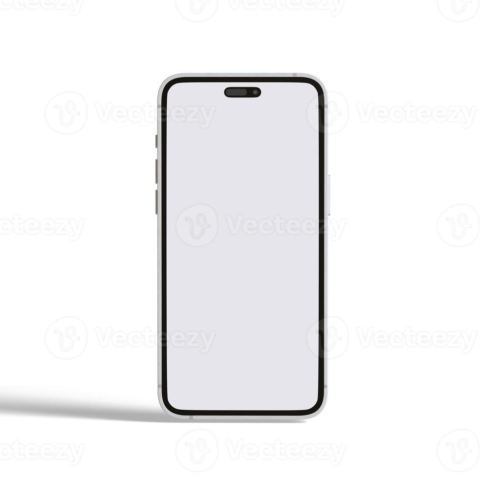 High quality realistic frame smartphone with blank white screen. Mockup phone for visual ui app demonstration. photo