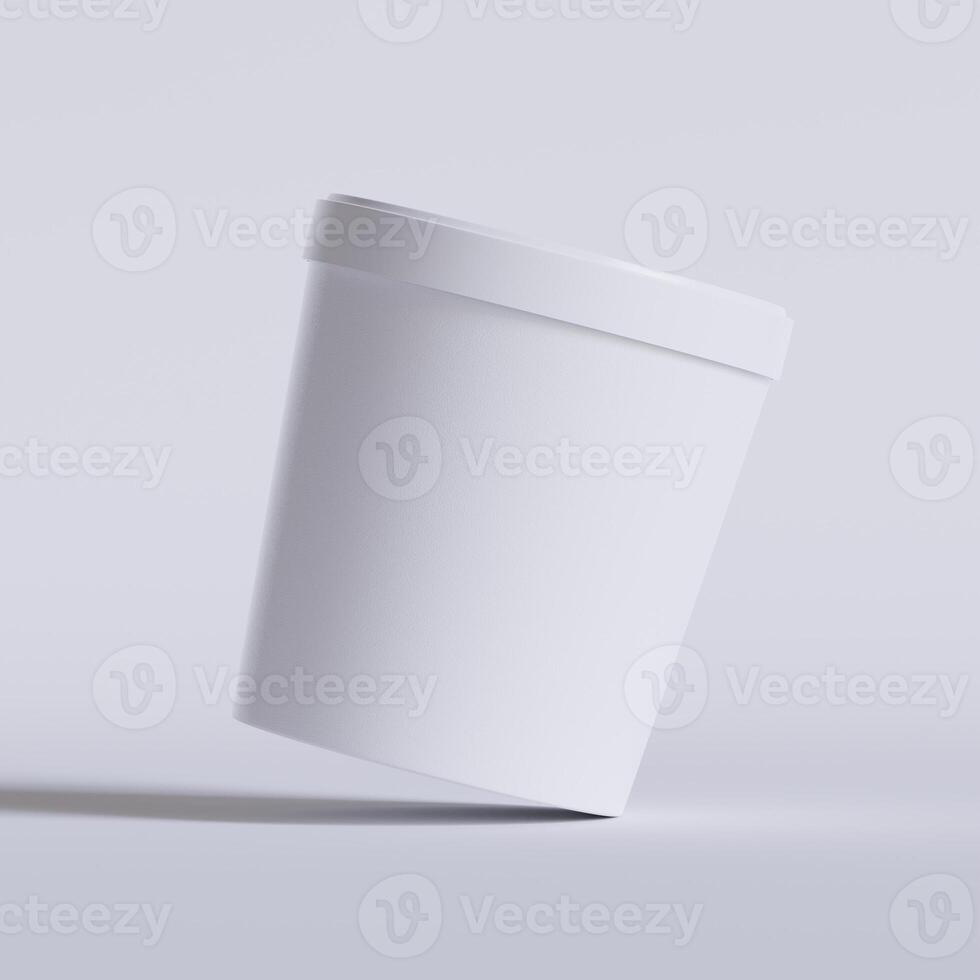 Round paper food packaging box, paper food container, 3d rendering, 3d illustration photo