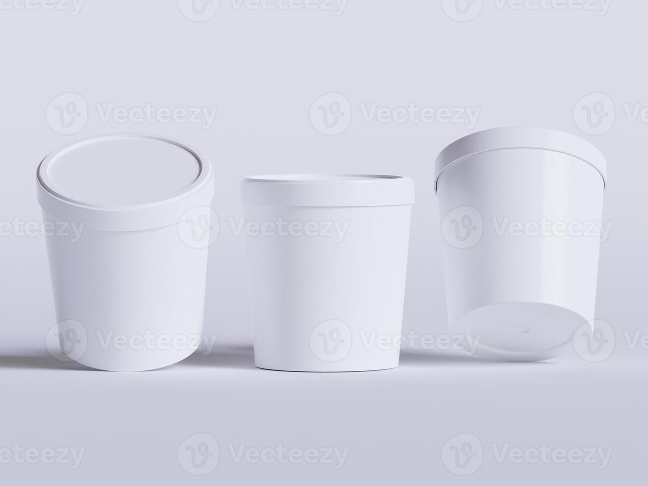 Round paper food packaging box, paper food container, 3d rendering, 3d illustration photo