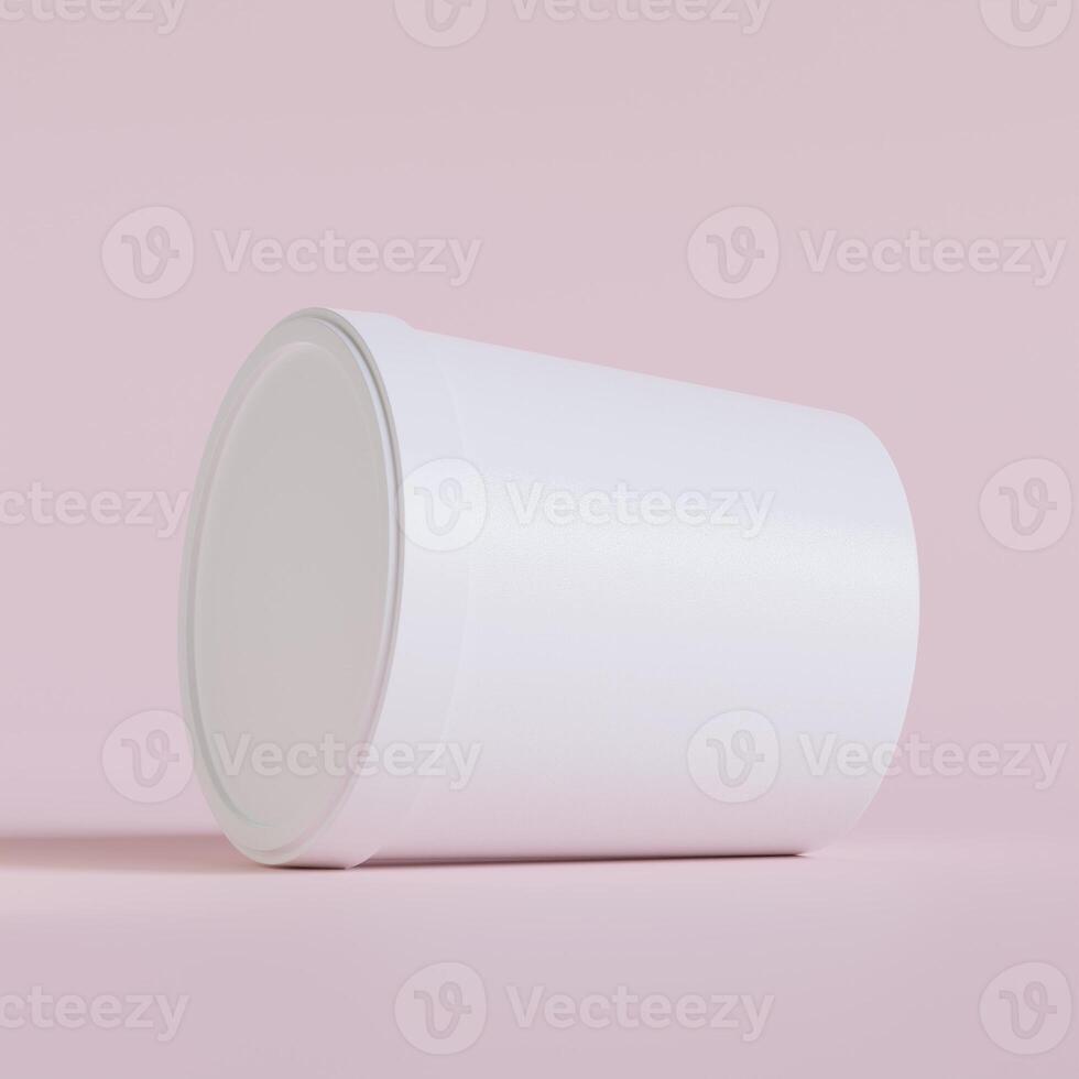 Round paper food packaging box, paper food container, 3d rendering, 3d illustration photo