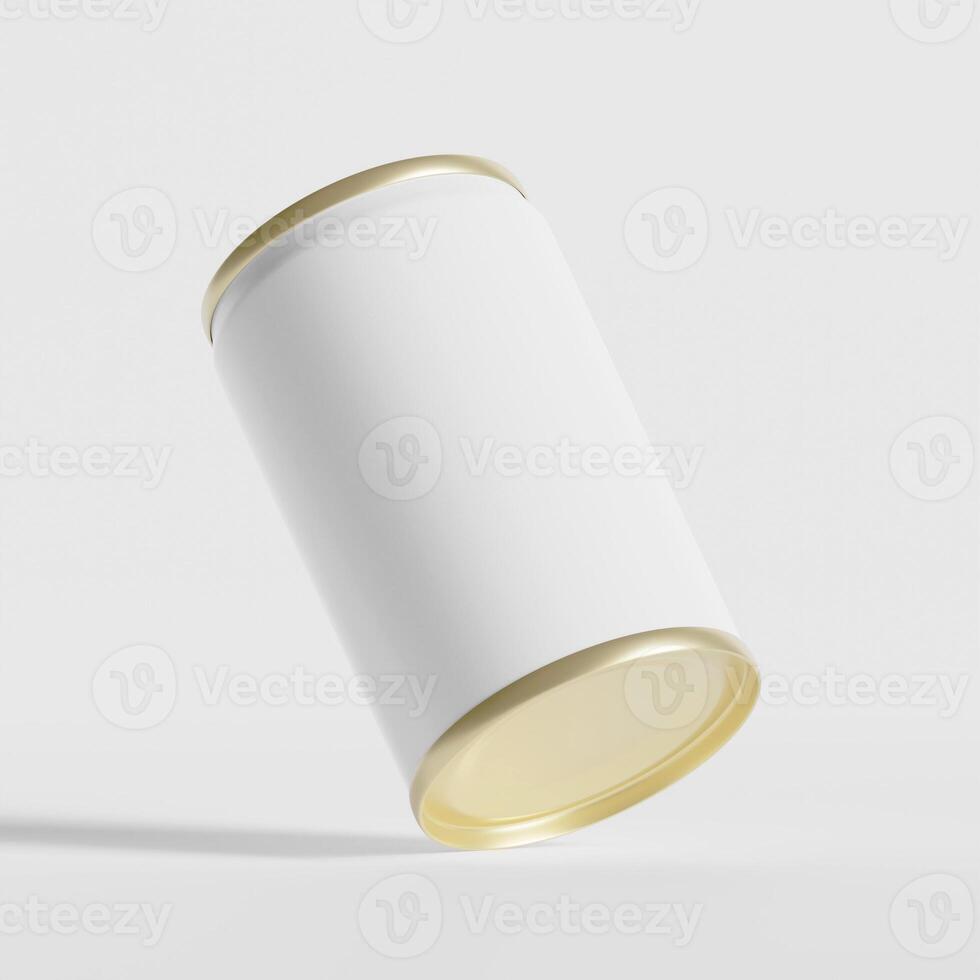 Packaging Fisher Sardines, aluminium cap texture, 3D rendering white background photo