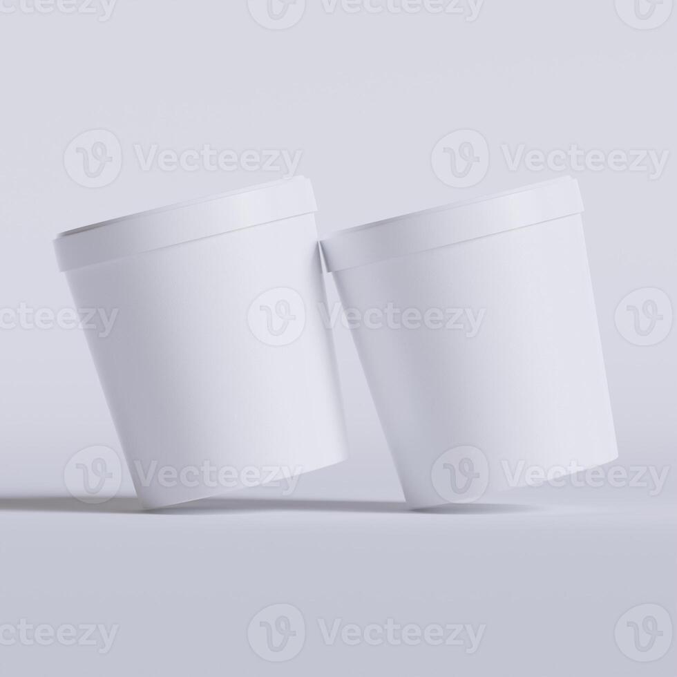 Round paper food packaging box, paper food container, 3d rendering, 3d illustration photo