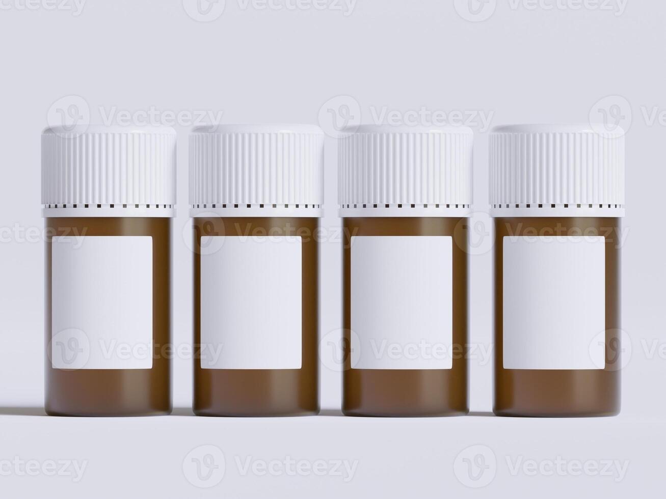 Vial of pills with blank label, isolated on white background. Closed medicine bottle isolated on white background 3D illustration photo