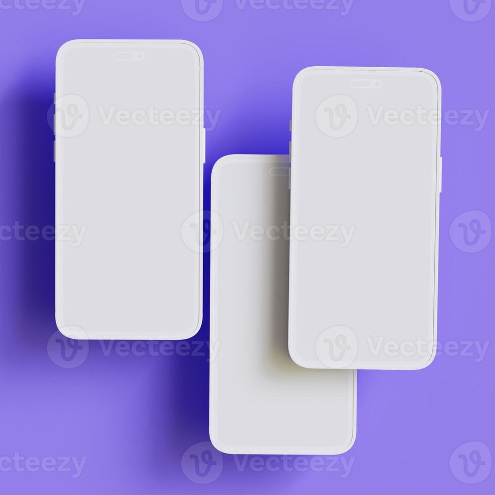 Minimalist modern clay for mockup collection smartphones for presentation, application display, information graphics photo