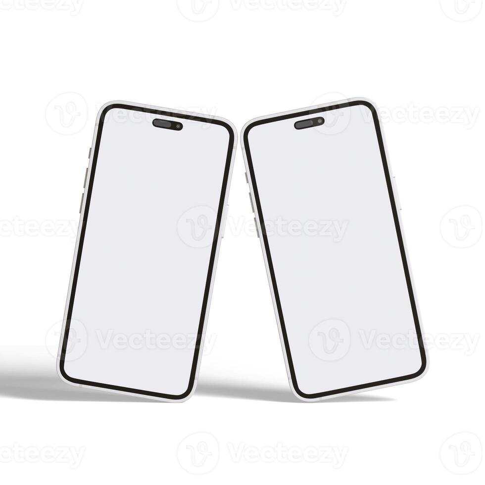 High quality realistic frame smartphone with blank white screen. Mockup phone for visual ui app demonstration. photo