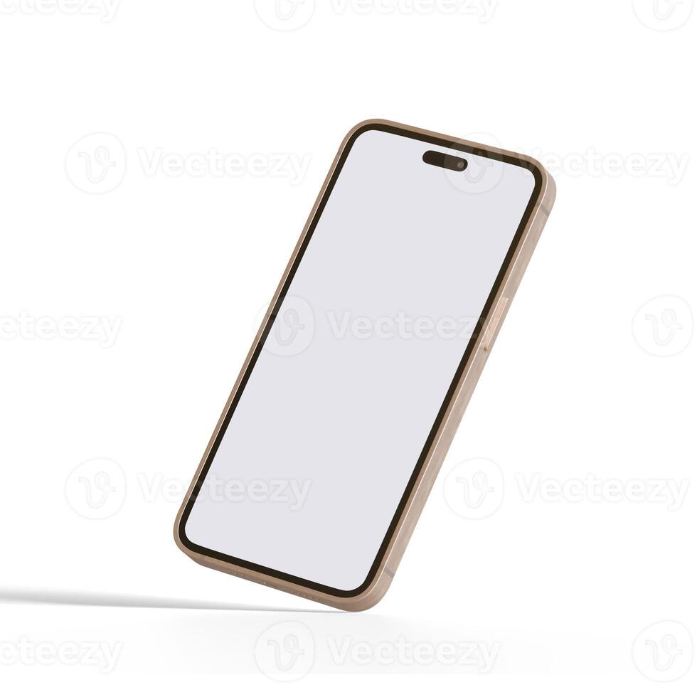 High quality realistic frame smartphone with blank white screen. Mockup phone for visual ui app demonstration. photo