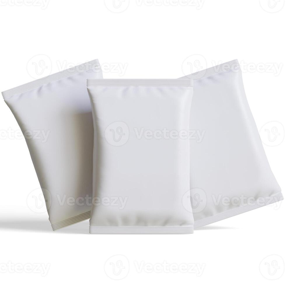 bolsa embalaje blanco color, realista 3d ilustración foto
