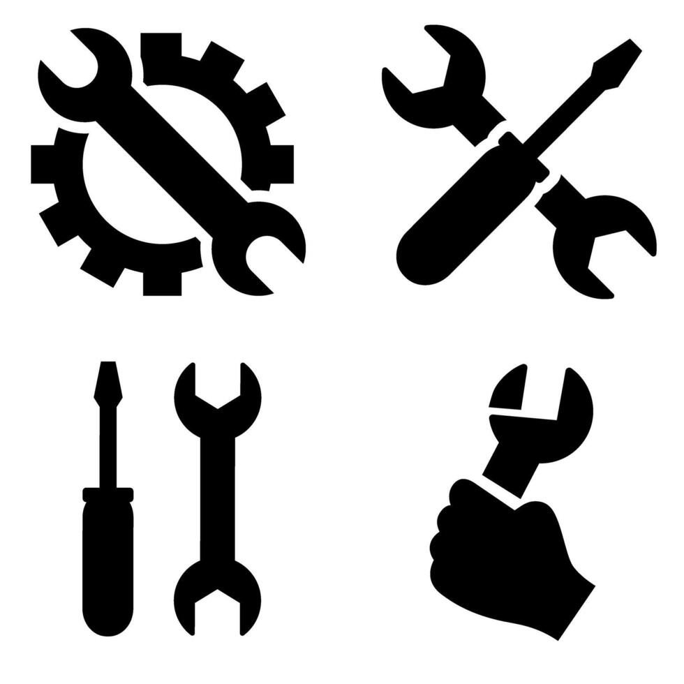 reparar icono vector colocar. reparar ilustración firmar recopilación. Servicio centrar símbolo. apoyo logo.