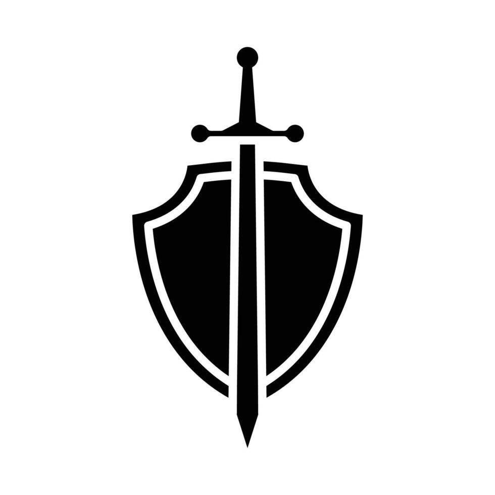 shield and sword icon vector design template in white background