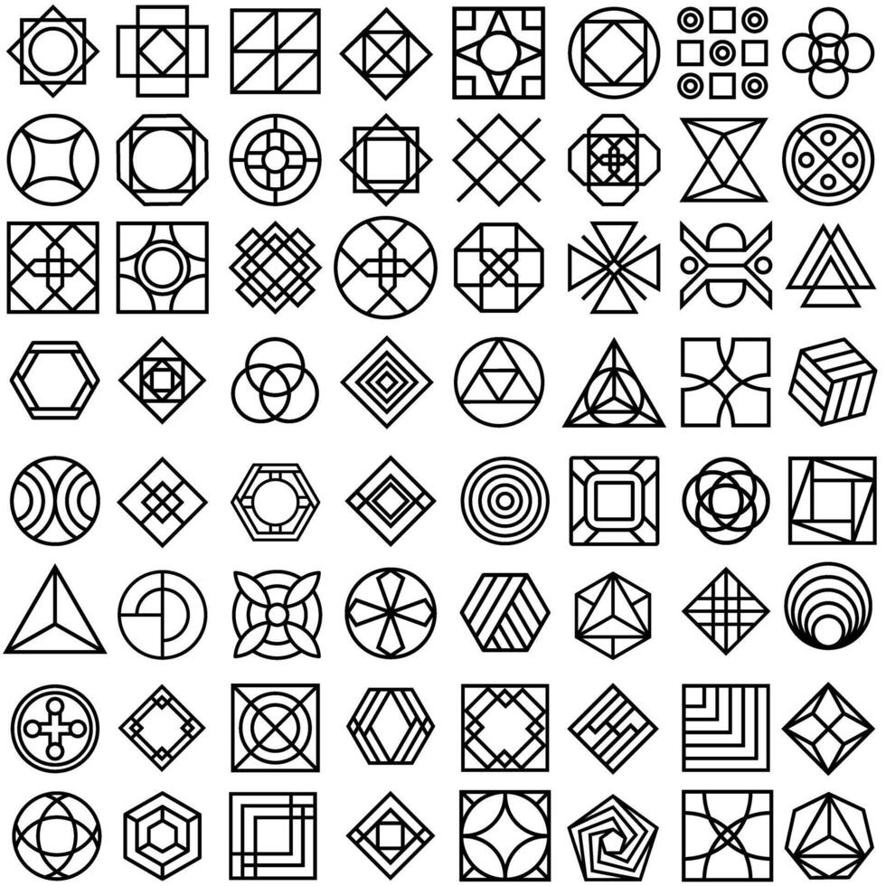 Geometric Pattern icon vector set. Geometric figure illustration sign collection. Coasters Stencil symbol or logo.