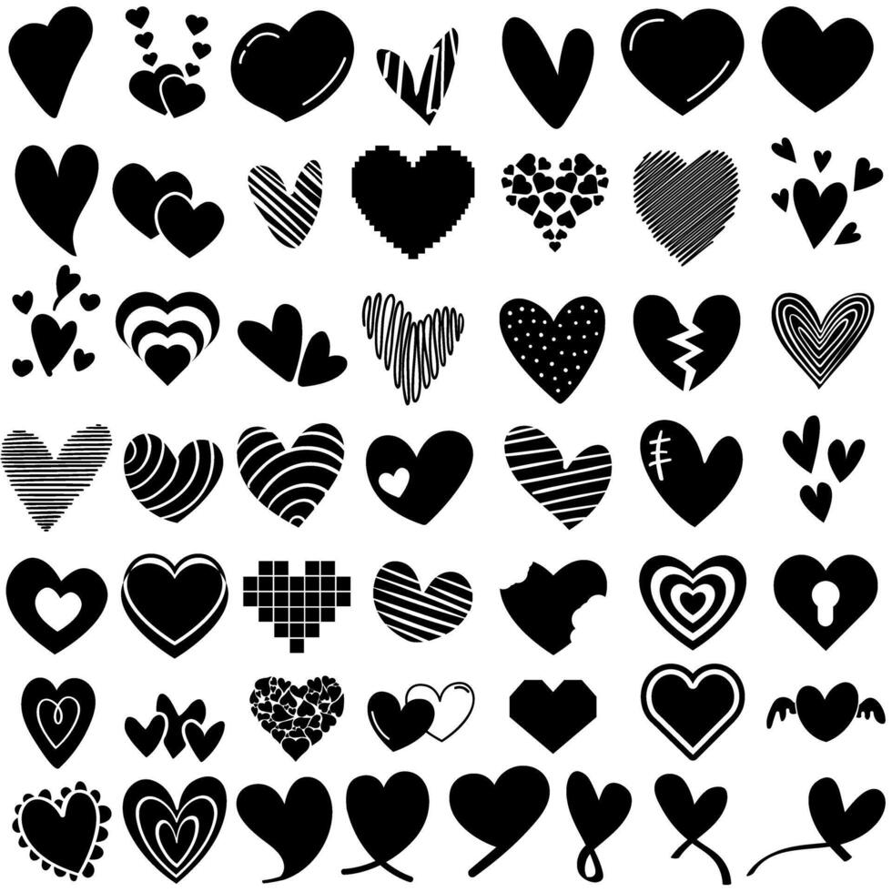 corazón icono vector colocar. amor ilustración firmar recopilación. romance símbolo.