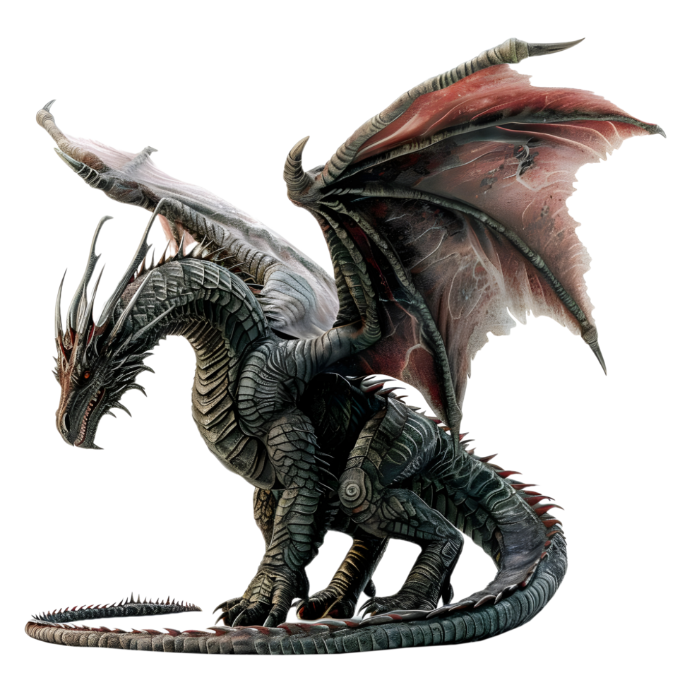 AI generated 3D Rendering of a Horror Dragon on Transparent Background - Ai Generated png