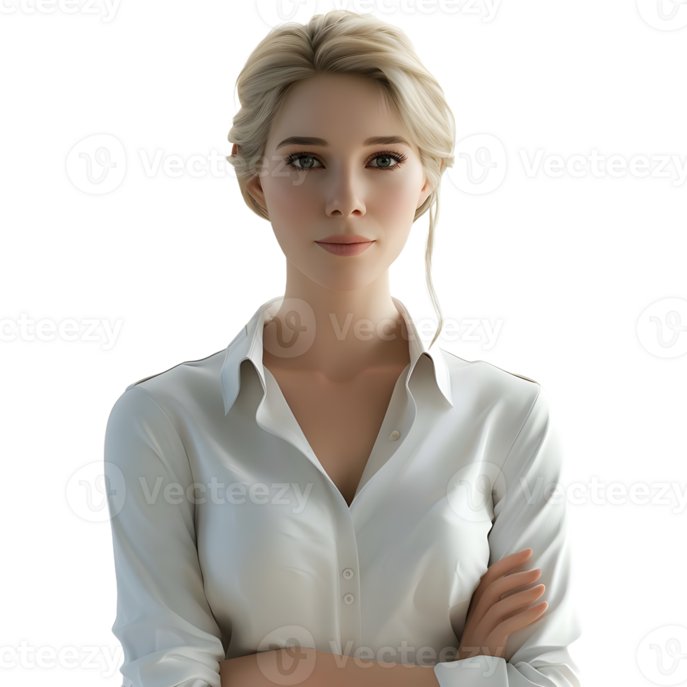 AI generated 3D Rendering of a Business Woman Standing on Transparent Background - Ai Generated png