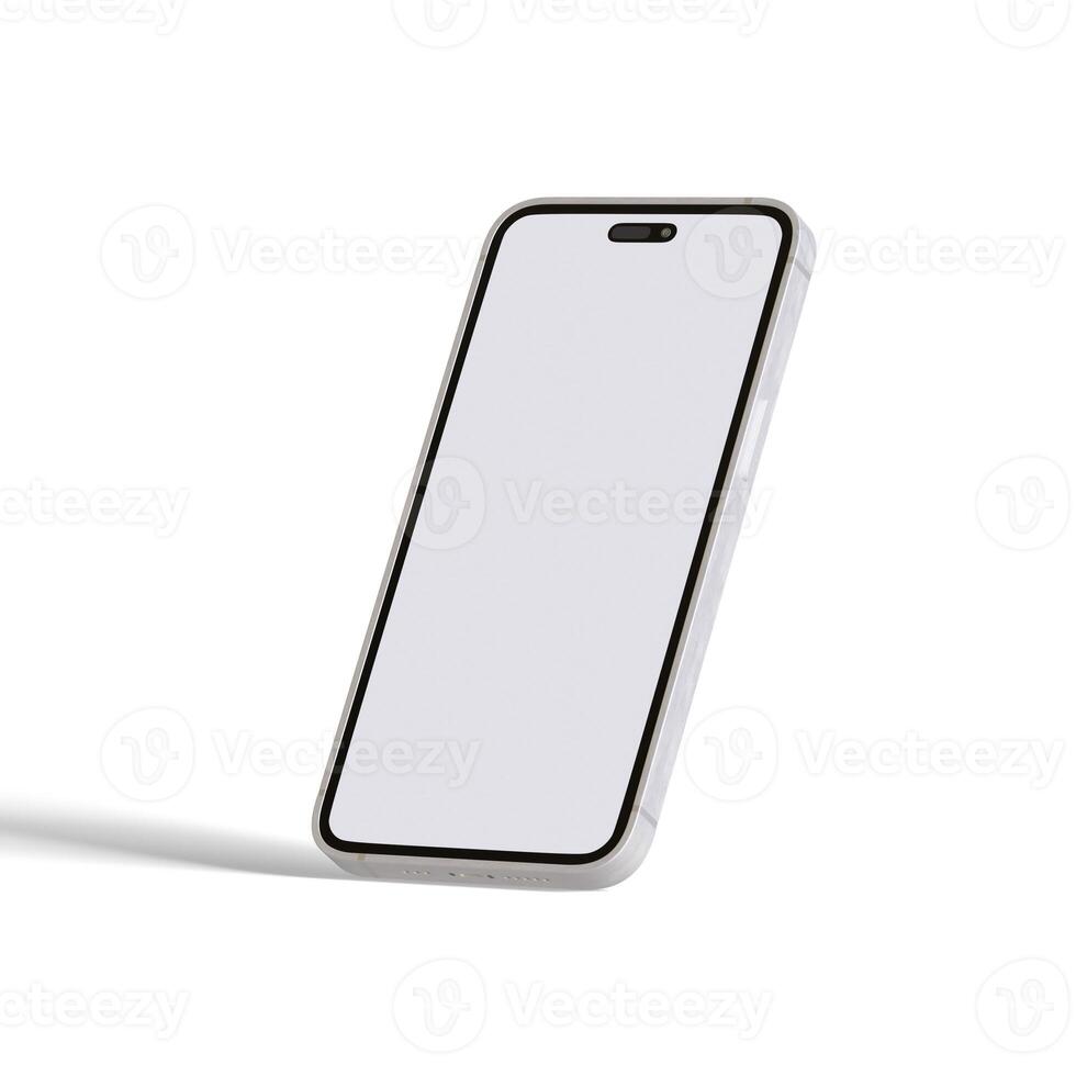 High quality realistic frame smartphone with blank white screen. Mockup phone for visual ui app demonstration. photo