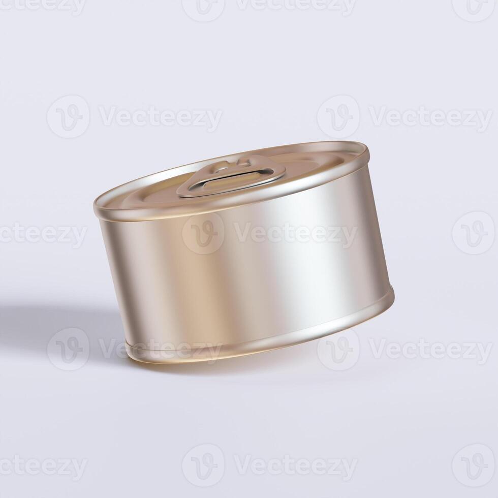 White blank tin can gold metal Tin Can with key, canned Food. Isolated with clipping path.  for mockup collection photo