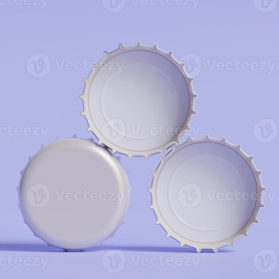 Close up of a bottle cap on white background 3D render photo