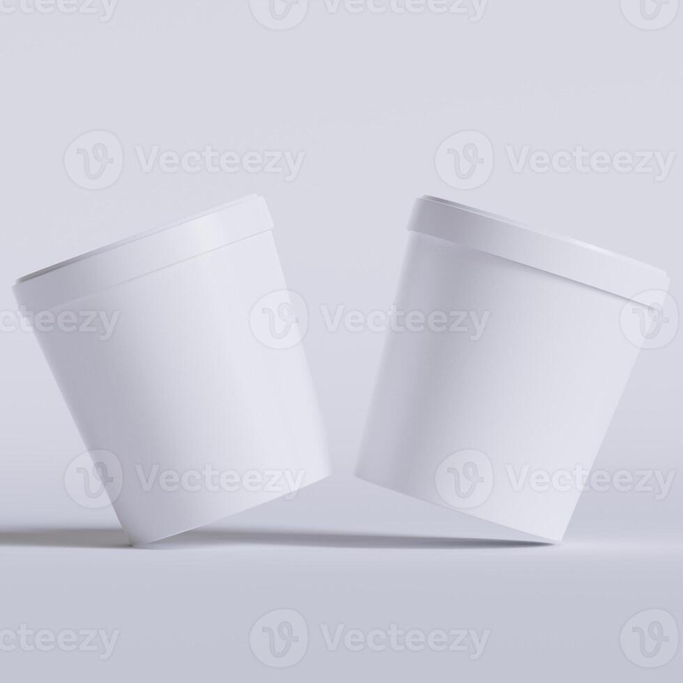 Round paper food packaging box, paper food container, 3d rendering, 3d illustration photo