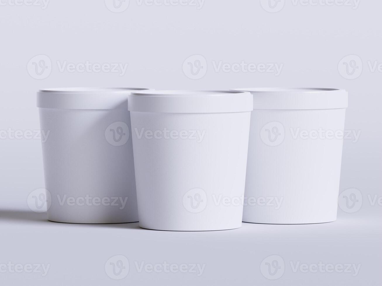 Round paper food packaging box, paper food container, 3d rendering, 3d illustration photo