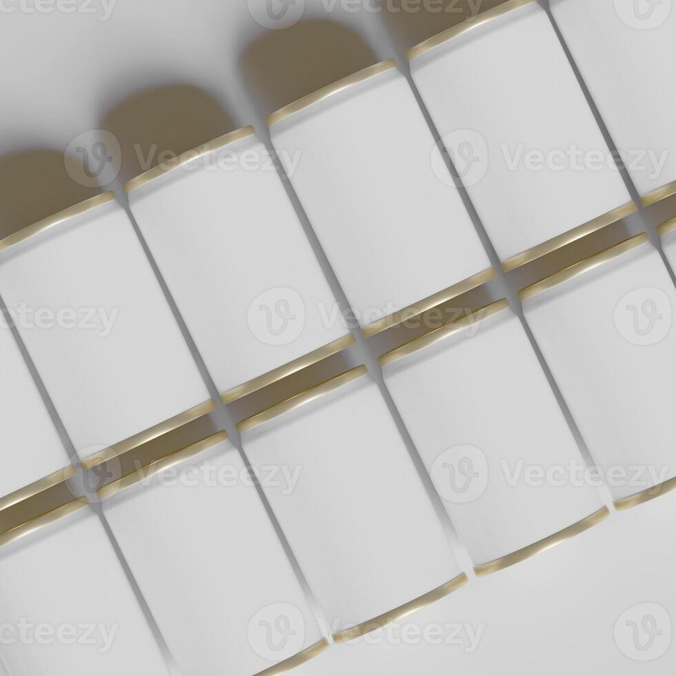 Packaging Fisher Sardines, aluminium cap texture, 3D rendering white background photo