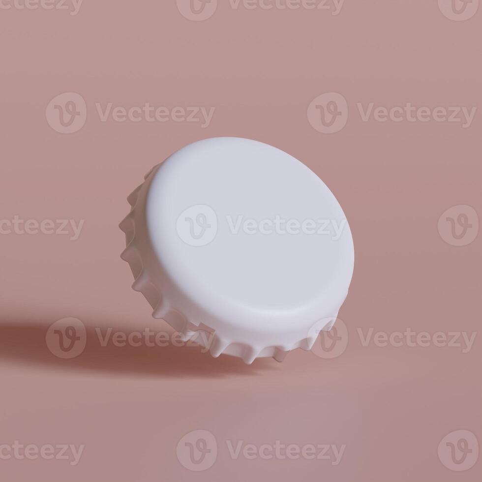 Close up of a bottle cap on white background 3D render photo