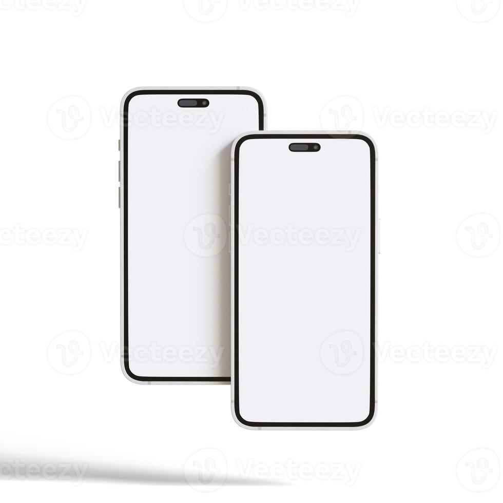 High quality realistic frame smartphone with blank white screen. Mockup phone for visual ui app demonstration. photo